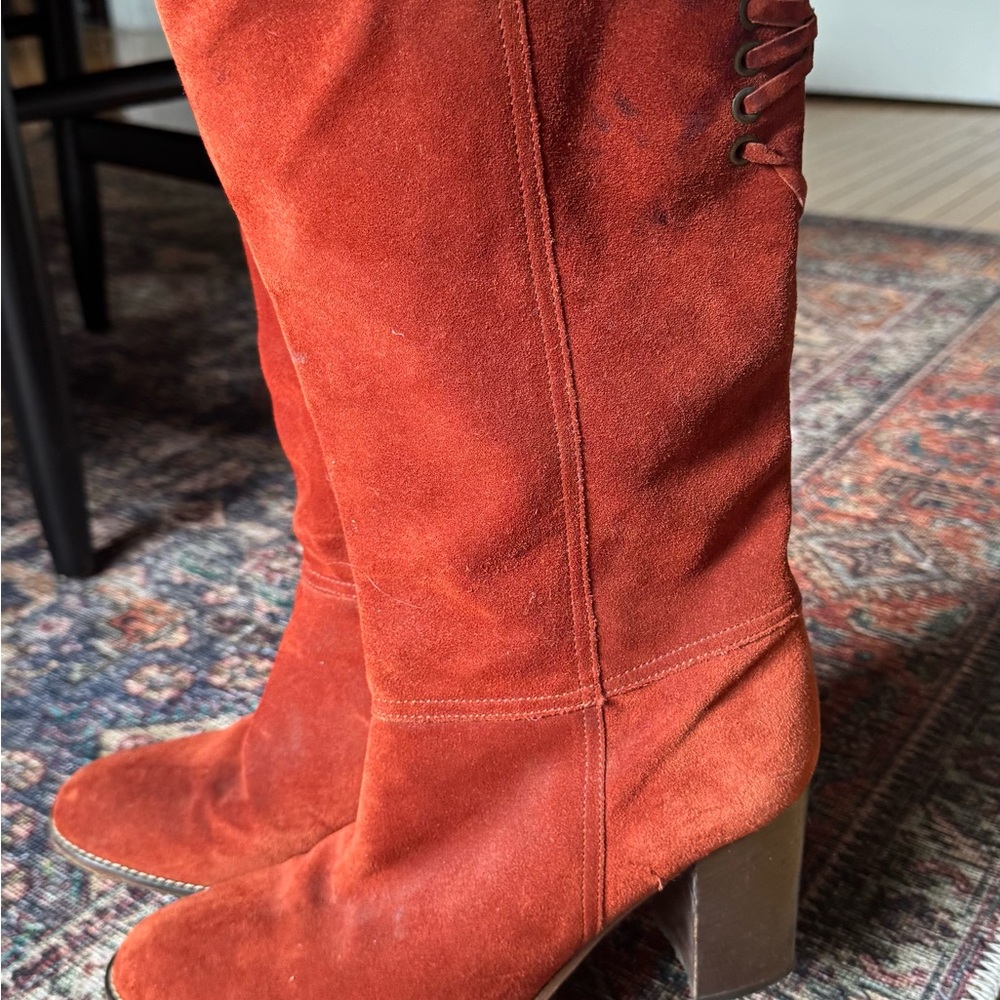 Coach Cory Women's Suede Knee-High Boots - Rust/ burnt orange - Picture 9 of 9
